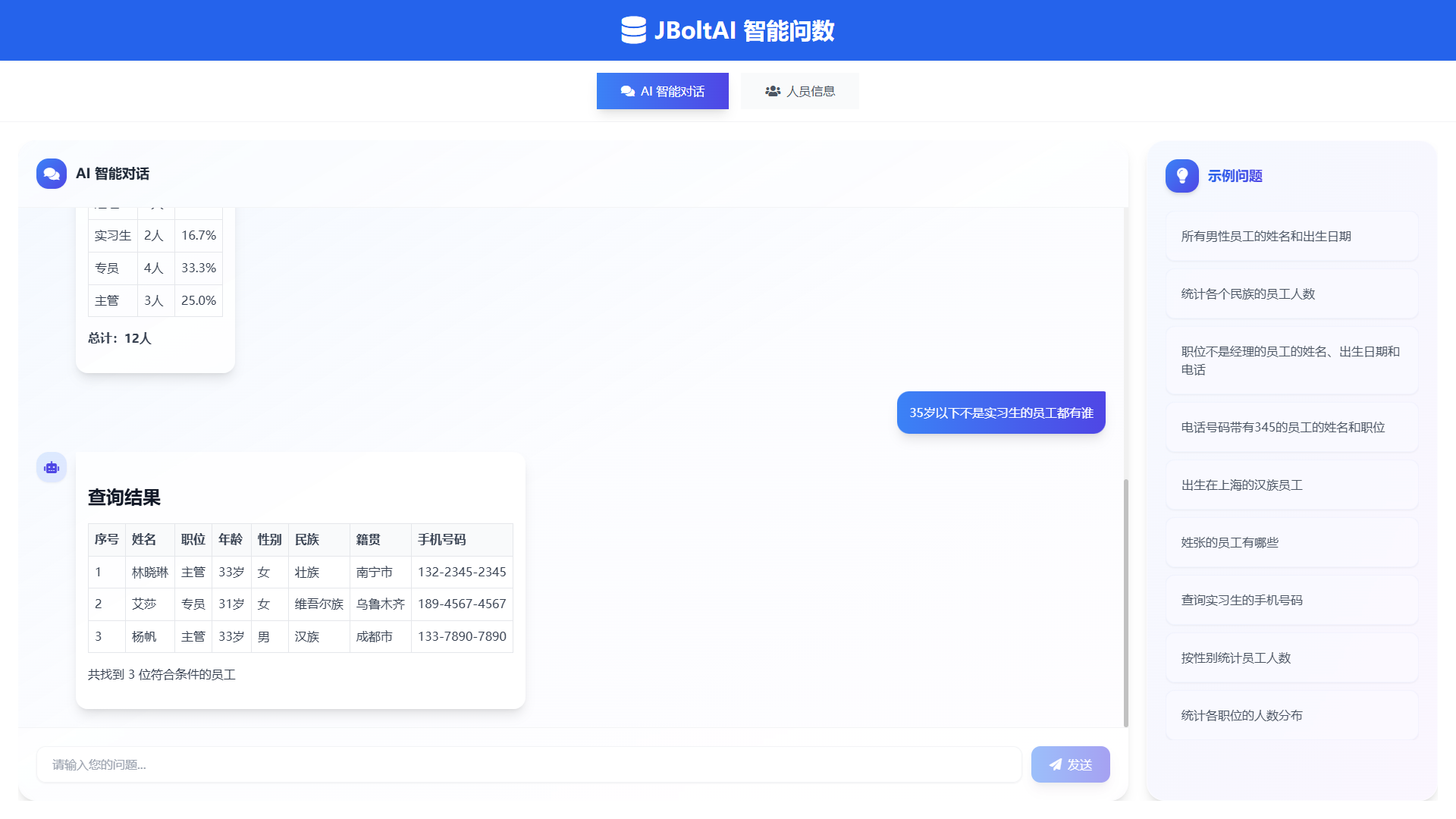 智能问数（Function调用版）界面展示